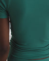 BASERANGE 2025 Pre-Spring Collection: French Organic Cotton T-Shirt with Cut-Out Heart Design, Short Sleeves, MIRA GREEN (TOHS) (BAS-TTHTS-CR-AU25)